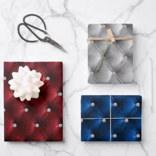 Feuille De Papier Cadeau Faux Velvet Floral Bourgogne