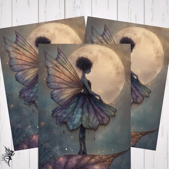 Feuille De Papier Cadeau Fée de Clair de Lune Enchanté Fantaisie Aquarelle (Créateur téléchargé)