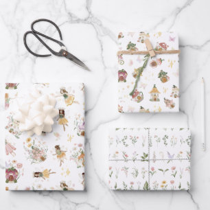 Feuille De Papier Cadeau Fée de fleurs magiques Princesse fête d'anniversai