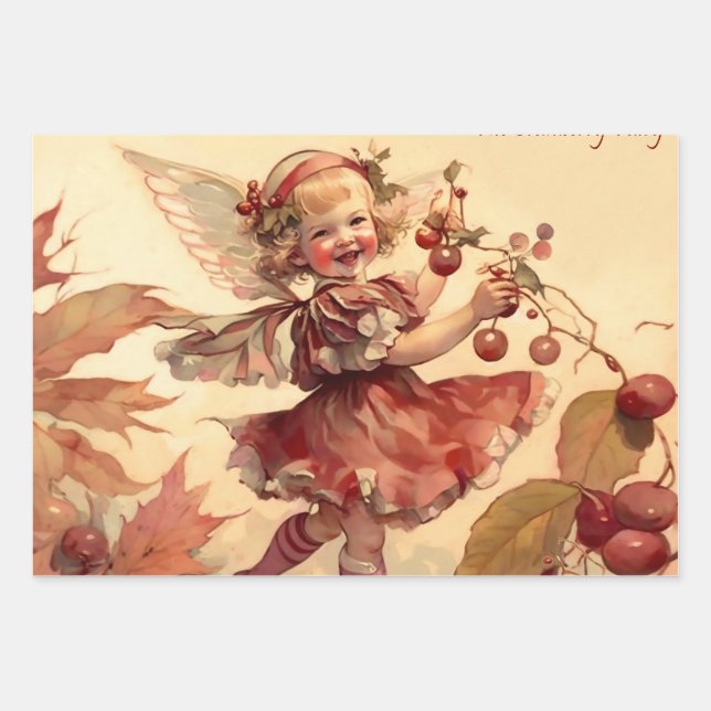Feuille De Papier Cadeau Fée victorienne "Cranberry" (Devant)