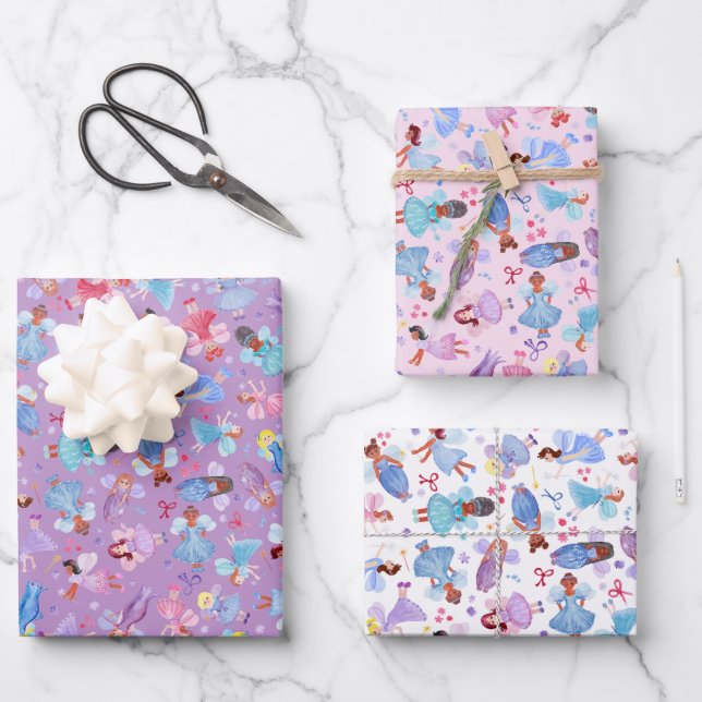 Feuille De Papier Cadeau Fées Aquarelles Magiques  (Recto)