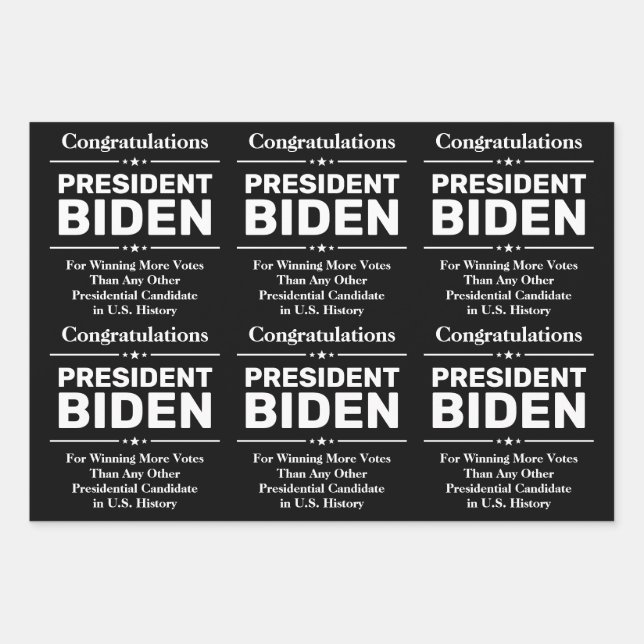 Feuille De Papier Cadeau Félicitations au président Biden candidat le plus  (Devant)