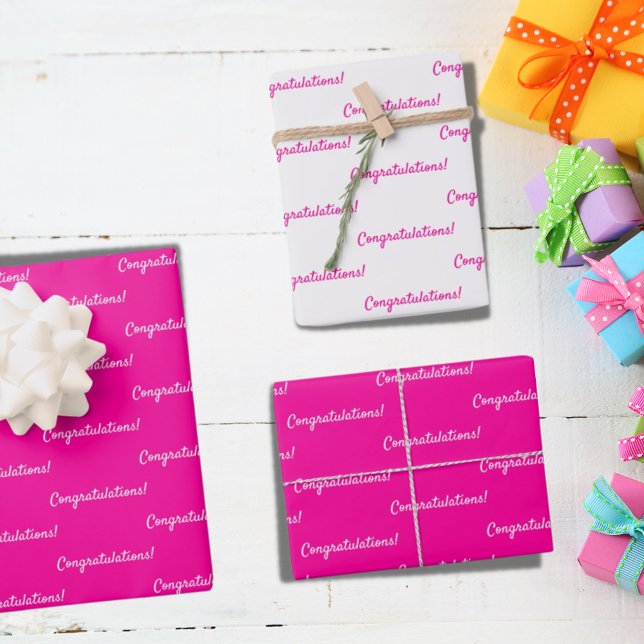 Feuille De Papier Cadeau Félicitations jeune fille d'anniversaire rose vif (Créateur téléchargé)