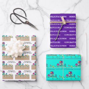 Feuille De Papier Cadeau Félicitations pour les nouveaux oiseaux domestique