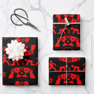 Feuille De Papier Cadeau Félicitations Rouges Et Noires Pour Le Nouveau Tra