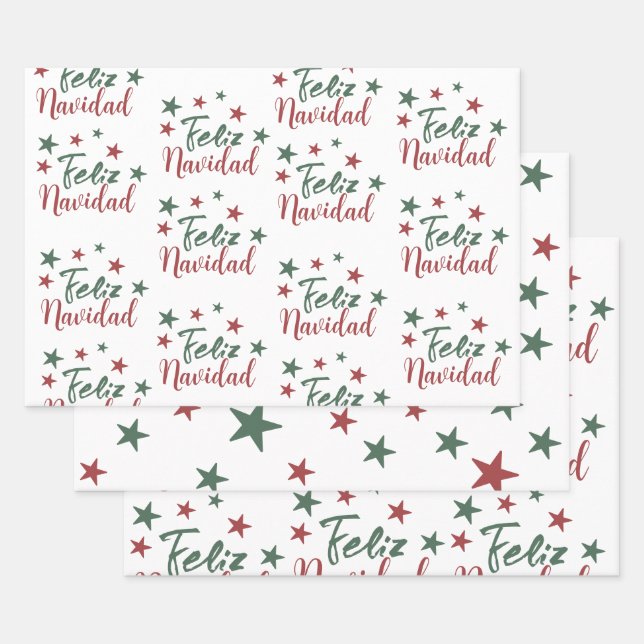 Feuille De Papier Cadeau Feliz Navidad (Lot)