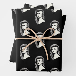 Feuille De Papier Cadeau Femme avec le côté rasé coiffure mode