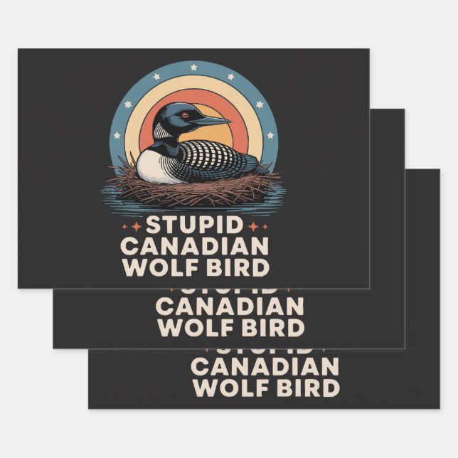 Feuille De Papier Cadeau femme canadienne idiote (Lot)