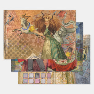 Feuille De Papier Cadeau Femme Capricorne Chèvre Fantaisie Amusant