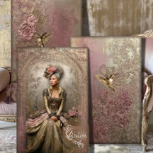 Femme victorienne Blush Bronze Colibris dorés
