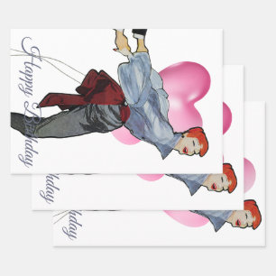 Feuille De Papier Cadeau Femme Vintage en blouse gris 1950