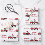 Feuille De Papier Cadeau Ferme de camions Red Christmas Truck<br><div class="desc">Une jolie illustration d'un camion tracteur rouge de Noël portant un chapeau de Père Noël et décoré de lumières de Noël remorquant une charrette remplie de cadeaux de Noël. Parfait pour les garçons et les filles qui aiment les tracteurs, les camions, les machines lourdes, l'agriculture ou tout simplement aimer jouer...</div>