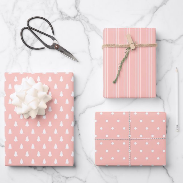 Feuille De Papier Cadeau Ferme moderne rose (Recto)