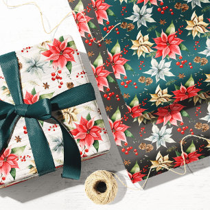 Feuille De Papier Cadeau Ferme Poinsettia Noël & Vacances
