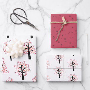 Feuille De Papier Cadeau Festif Bourgogne Snowflake Arbre de Noël