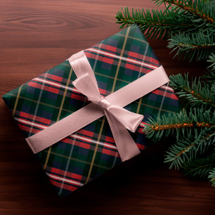 Feuille De Papier Cadeau Festif élégant rouge foncé et vert Motif plat