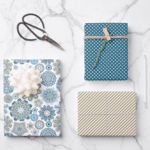 Feuille De Papier Cadeau Festif Floral Mandala Flakes Motif