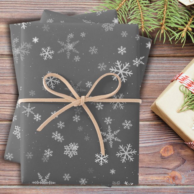 Feuille De Papier Cadeau Festif Gris Blanc Fluge Motif Fête (Créateur téléchargé)