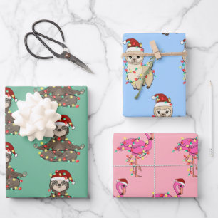 Feuille De Papier Cadeau Festif mignon Animaux Noël