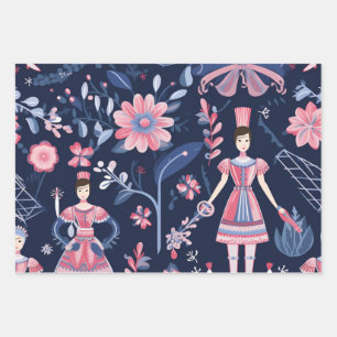 Feuille De Papier Cadeau Festif Noël Nutcracker Thème Motif