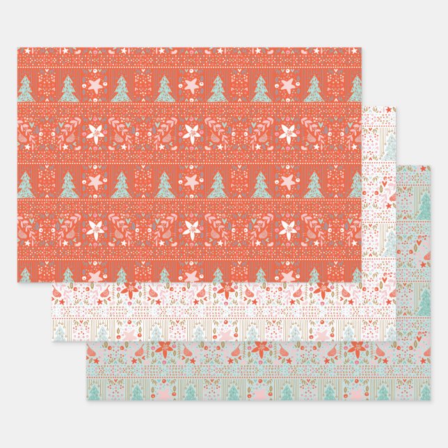 Feuille De Papier Cadeau Festif Pretty Christmas (Lot)