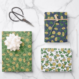 Feuille De Papier Cadeau Festive Irish Green Navy Lucky You Pièces Shamrock