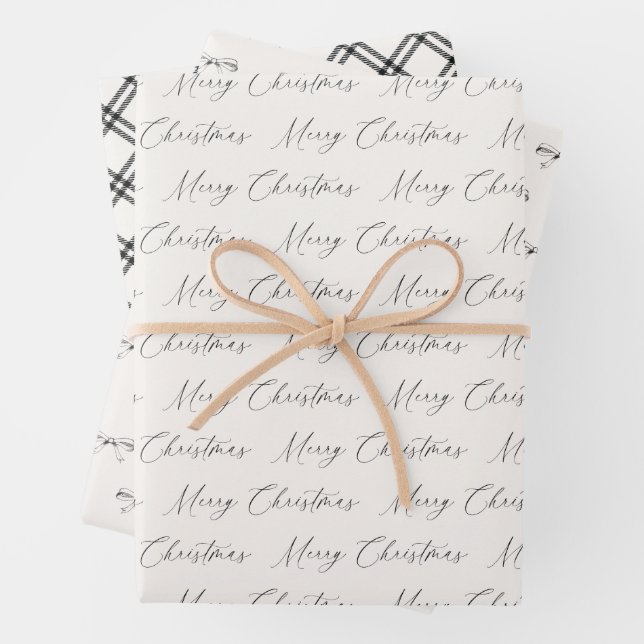 Feuille De Papier Cadeau Festive Modern Black and Beige  (En situation)