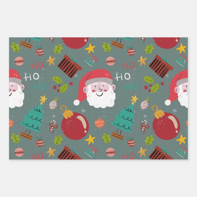 Feuille De Papier Cadeau Festive Santa Christmas Wrapping Paper (Devant)