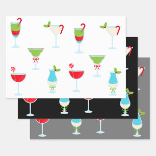 Feuille De Papier Cadeau Festive tendance Cocktail férié Noël