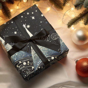 Feuille De Papier Cadeau Festive Twilight Christmas Trees
