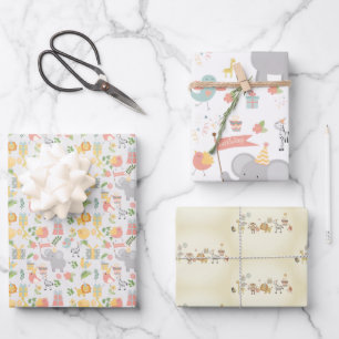 Feuille De Papier Cadeau Fête anniversaire de enfant Animale jungle thème a