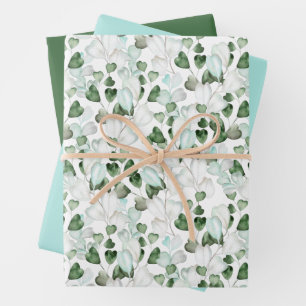 Feuille De Papier Cadeau Fête botanique verte