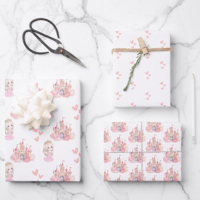 Feuille De Papier Cadeau Fête d'anniversaire de la princesse (Recto)