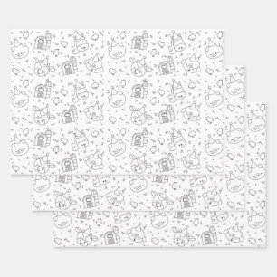 Feuille De Papier Cadeau Fête d'anniversaire des amis de la ferme