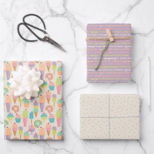Feuille De Papier Cadeau Fête d'anniversaire Glaces Sucrées & Décorations