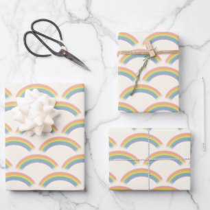 Feuille De Papier Cadeau Fête d'anniversaire Pastel Rainbow