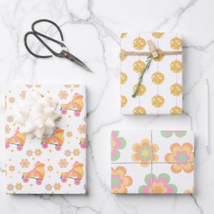 Feuille De Papier Cadeau Fête d'anniversaire Roll Girl Roller Skating