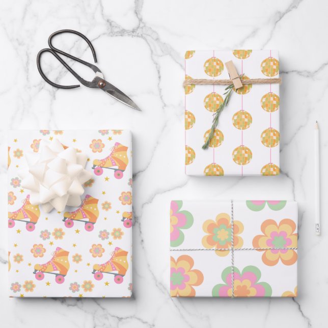 Feuille De Papier Cadeau Fête d'anniversaire Roll Girl Roller Skating (Recto)