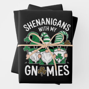 Feuille De Papier Cadeau Fête de la Saint-Patrick Gnome Léopard Chanceux Tr