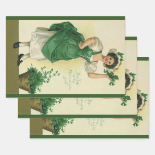 Feuille De Papier Cadeau Fête de la Saint-Patrick vintage Irlandaise aux tr