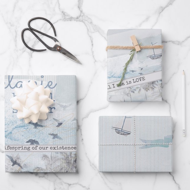 Feuille De Papier Cadeau Fête de mariage Sea of Love avec album souvenir (Recto)