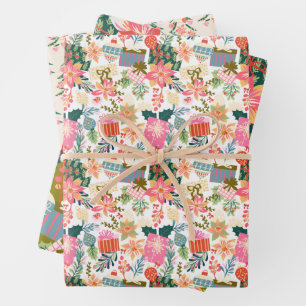 Feuille De Papier Cadeau fête de noël colorée et tendance