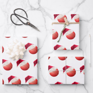 Feuille De Papier Cadeau Fête de Noël du Cricket Ball Sports Père Noël