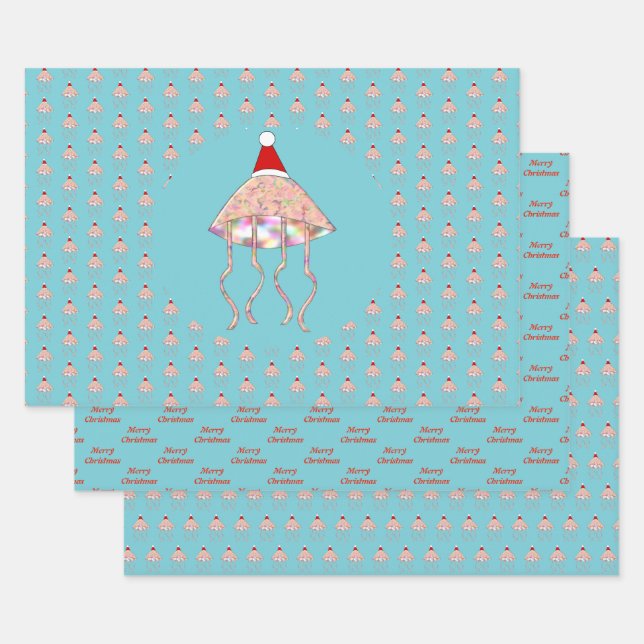 Feuille De Papier Cadeau Fête de Noël Jellyfish Custom (Lot)