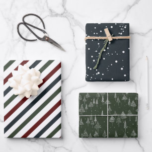 Feuille De Papier Cadeau Fête de Noël Rouge Vert Rouge Vert Bleu Moderne