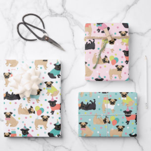 Feuille De Papier Cadeau Fête de Pug Birthday