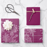Feuille De Papier Cadeau Fête des mariées de dentelle florale de Bourgogne<br><div class="desc">Fête des mariées de dentelle florale de Bourgogne</div>
