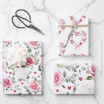 Feuille De Papier Cadeau Fête des mariées des Coeurs Floraux roses<br><div class="desc">Fête des mariées des Coeurs Floraux roses</div>