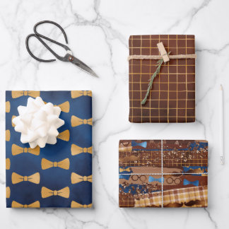 Feuille De Papier Cadeau Fête des pères Bow Cravates, lunettes et moustache