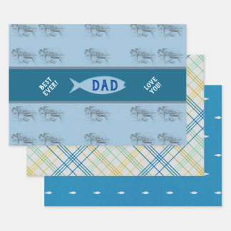 Feuille De Papier Cadeau Fête des pères de la scène de bateaux de pêche Vin